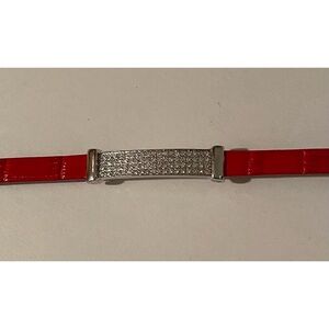 Red Leather & Rhinestone Bracelet